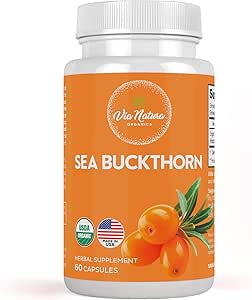 Sea Buckthorn Kapsler 1000mg • 124; Organic Herbal Supplement • 124; Naturlig kilde til Omega 3, Omega 6, Omega 7 og Omega 9 • 124; 60 Kapsler