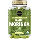 Maju Superfoods Organic Moringa Capsules, Oleifera Leaf, Extra- Fine Quality Moringa Leaves, Tørrede Drumstick Træblade, Organic Moringa Powder Extract Supplement Kapsler fra Plant (90 ct)