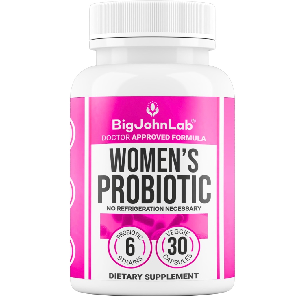 BIGJOHNLAB® - Women's Probiotic Supplement – 50 Billion CFU, 6 Active Strains + Prebiotics – Supports Digestion, Immunity & Wellness – Acid-Resistant, Dairy & Sugar Free, No Refrigeration, 30 Capsules
