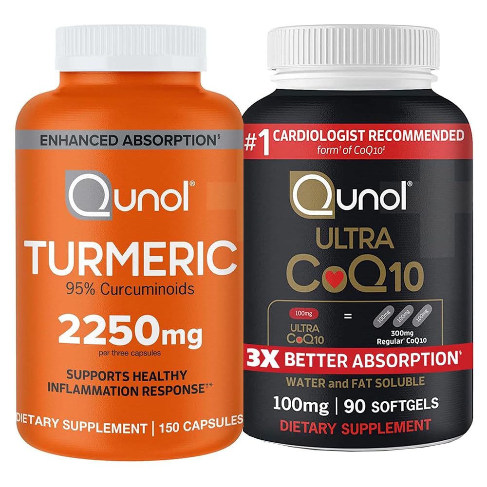 CoQ10 & Turmeric: Turmeric Curcumin, 2250mg, 150 Capsules & Ultra CoQ10 100mg, 90 Softgels