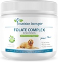 Folat for hunde til at fremme hjerte-kar-sygdomme og prænatal sundhed, Support DNA Syntese & Cell Vedligeholdelse, Folinsyre til hunde med zink, biotin, jern & vitamin B12, 120 Soft Chews
