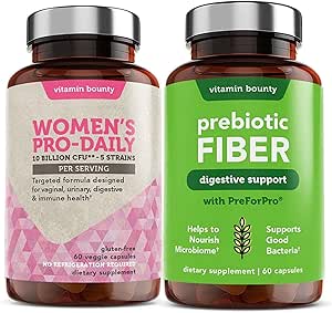 Vitamin Bounty Kvinder Probiotika & Prebiotic Bundle: Vaginal & fordøjelsesmæssig Health Support, pH balance med tranebær, Ashwagandha, forsinket-frigivelse kapsler