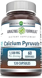 Amazing Formulas Calcium Pyruvate Supplement Note 124; 1500 Mg pr Serving Note 124; Kapsler Note 124; Non- GMO Note 124; Gluten- Free Note 124; Lavet i USA (120 Count, 1 Pack)