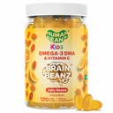 Human Beanz Kids Vegan Omega 3 Gummies, Jelly Beans with DHA and Vitamin C, Brain and Immune Support for Children, Citrus Blast, 120 ct, Kosher, Gluten-Free