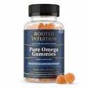 Rooted Fish Oil Omega 3 Gummies for Adults Kids & Teens - DHA & EPA Gummies for Women & Men - Omega-3 Oil for Heart Brain Support - No Fishy Aftertaste - Orange Flavor - 60 Count
