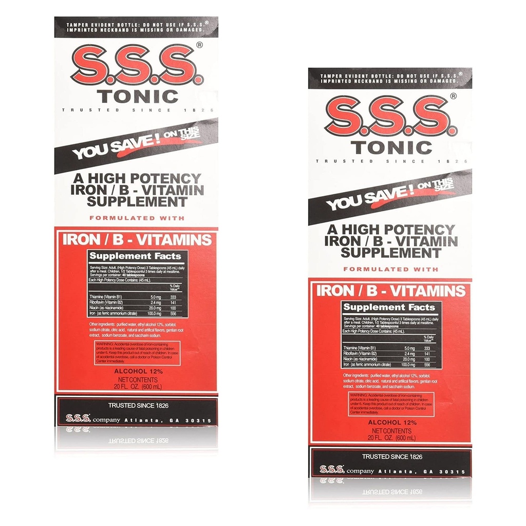 S.S.S. Tonic Iron and Vitamin B Supplement Liquid, Large 20 oz (pakke med 2)