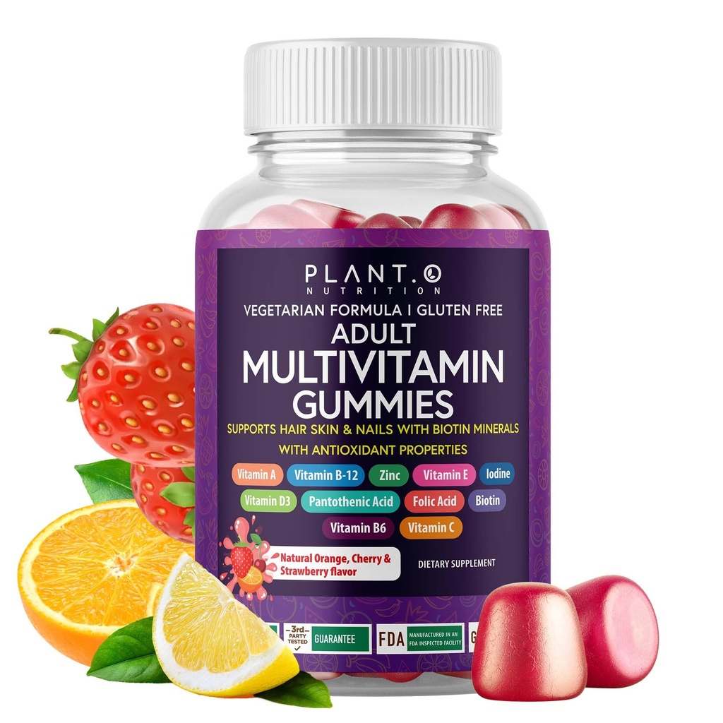Komplet Multivitamin Gummier for voksne - All- in- One Blend of Vitamin A B C D E Zink og biotin - Voksen Vitamin Gummy for energi og immunitet - 90 Lækker Gluten Free og Veggie Gummies