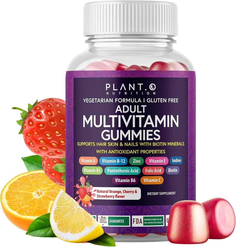 Komplet Multivitamin Gummier for voksne - All- in- One Blend of Vitamin A B C D E Zink og biotin - Voksen Vitamin Gummy for energi og immunitet - 90 Lækker Gluten Free og Veggie Gummies