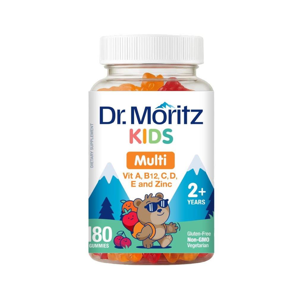 DR. MORITZ Kids Multivitamin Gummies - med Kids Vitaminer A C D E B6 B12 Zink & More- Complete Daily Support - Vegetar & Non- GMO Multivitaminer til børn (180 Greve)