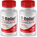 T-Relief Arnica + 12 Natural Reliving Actives for Ryg Smerte Fælles ømhed Muskelakker & Stiffness, Hele kroppen hurtigt fungerende Relief for kvinder & mænd - 100 tabletter (2 Pack)