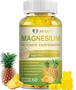 Magnesium Glycinate Gummies 400mg, Sugar Free Magnesium Taurat, Malat tillæg med D-vitamin, B6, CoQ10 for afslapning, Stress Relief, Muscle, Bone & Sleep Support - 60 Ananas Gummies