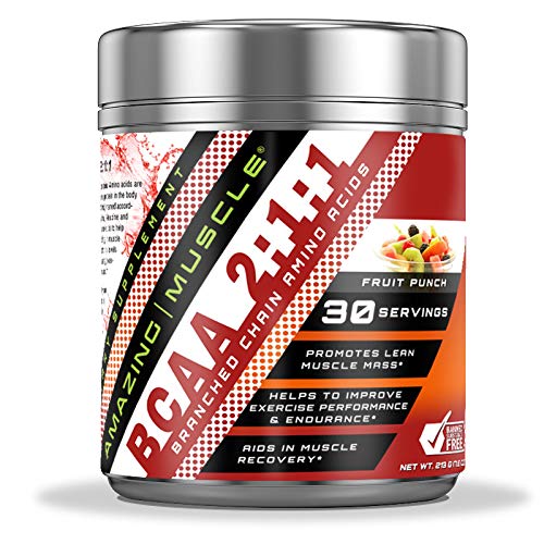 Amazing Muscle BCAA 2: 1: 1 Forgrenede kæde Aminosyrer Supplement 124; 6.000 Mg Per Serving BCAA 124; Frugt Punch Flavor