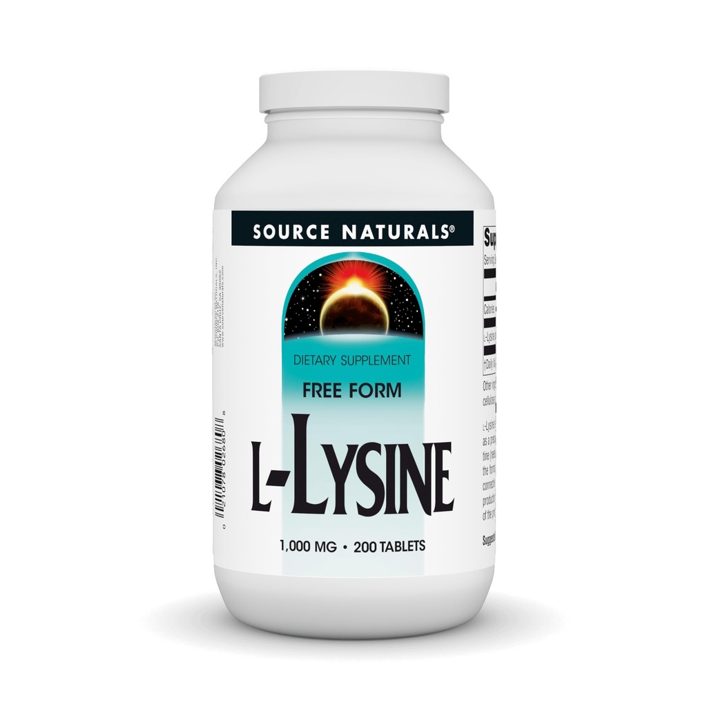 Kilde Naturals L- Lysin Free Form, 1000 mg - Aminosyretilskud Understøtter energidannelse & kollagen - 200 tabletter