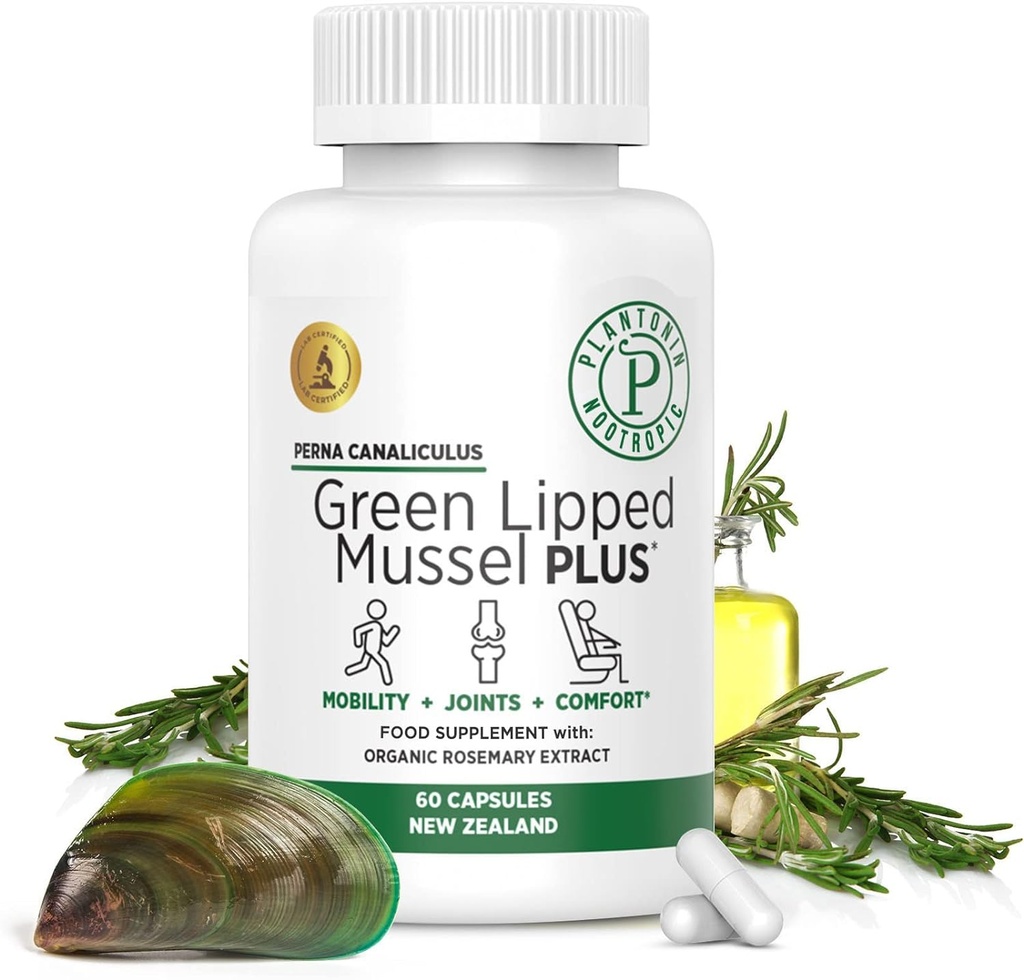 New Zealand - Green Lipped Mussel for Humans - 19,000mg Serving - Dried Freeze Perna Canaliculus with Omega 3 - Support Joint Mobility & Circulation - Non GMO & Gluten – 60 Capsules