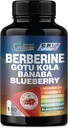 Cadane Premium Berberine Extract - Berberine Supplement 10in1 med Gotu Kola, Banaba Leaf & Mere - 150 kapsler til immunitet og fordøjelsessystem support