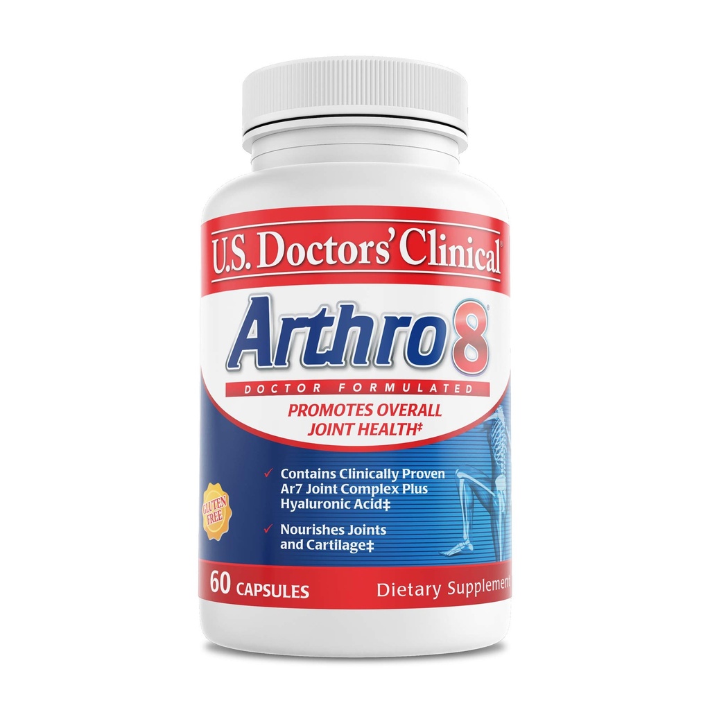 US Doctors 'Clinical Arthro8 - Doctor- Formuleret fælles tillæg + Hyaluronsyre + gurkemeje & kollagen for fleksibilitet, mobilitet, & stærk Cartiage - 60 kapsler - 15 / 30-dages forsyning