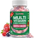 Yumvs Kids Multivitamin med jern & mineraler Chewable Tablets - Grape & Berry Flavor Vitaminer til Toddlers & Børn Alder 2 + - Daglig Multivitamin til immunforsvar - Kosher, Non- GMO - 120 Chewables