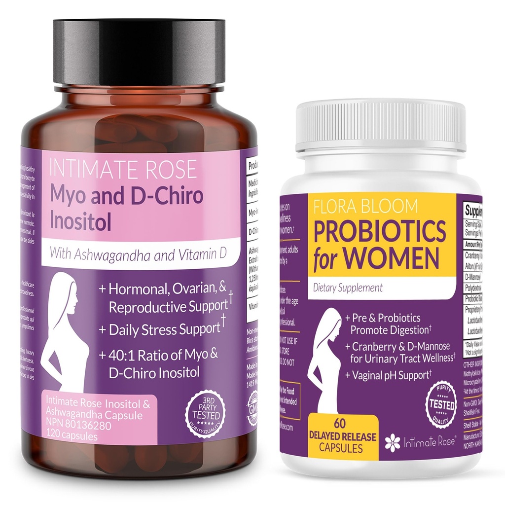 Spar 10% på Wellness Bundle - Myo- Inositol & D- Chiro Inositol + Komplet vaginal Probiotika til Hormonal Balance, Gut og Vaginal Sundhed