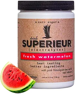Superieur Electrolytes - Plant baseret Electrolyte Supplement w / Sea Minerals for Hydration & Recovery - Keto Friendly, Non- GMO, Zero Sugar, Vegan Sund Sports Drikke Powder - Watermelon (70 Servere)