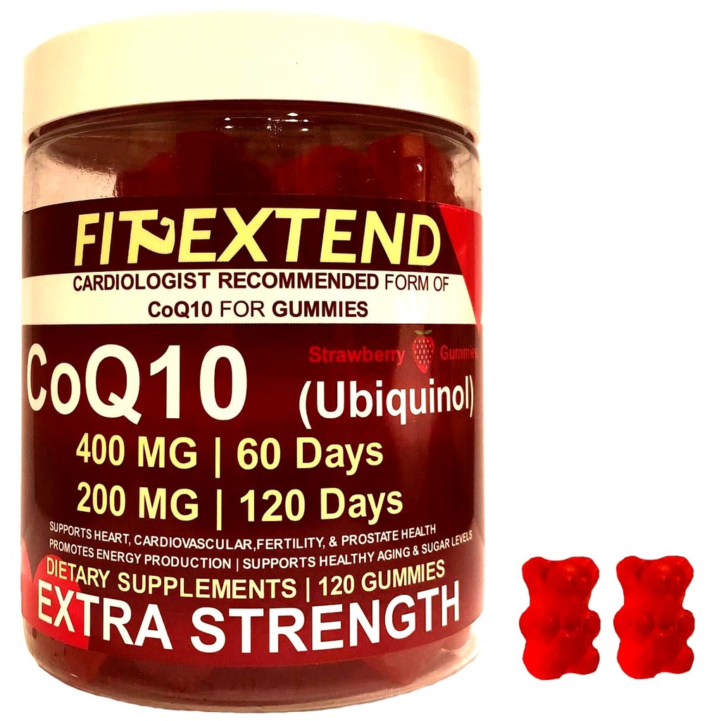 Coq10 Gummies 400 mg 60 Days 120 Count | Ubiquinol Vegan Strawberry Sugar Free Gummies High Absorption Coenzyme Q10 Supplements for Heart Health Anti-Aging Cellular Energy Antioxidant Prostate Unisex