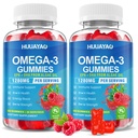 Vegan Omega-3 Gummies 1280mg, Omega 3 Fish Oil Alternative for Adults w/EPA 400mg & DHA 600mg & Vitamin A, C, E Supports Brain, Eye & Immune Health, Sugar Free, Raspberry Flavor, 120 Count