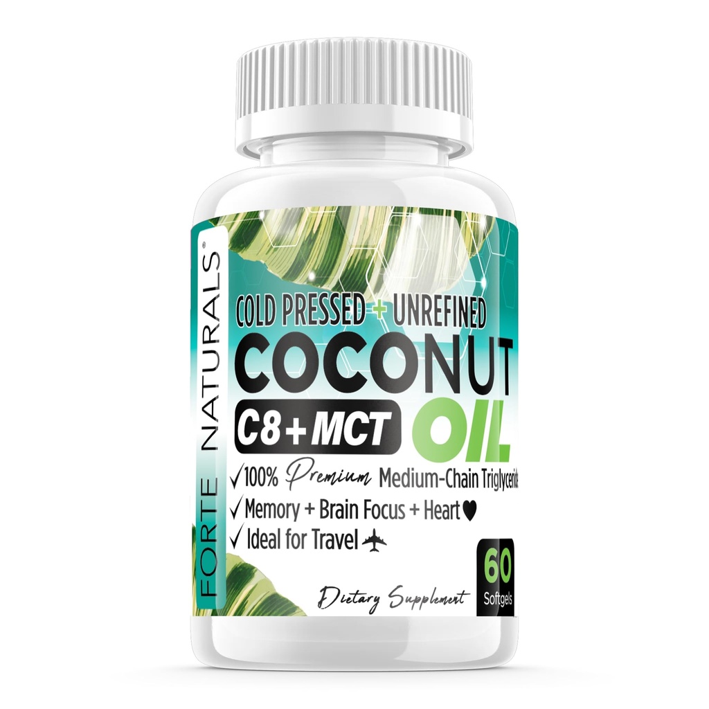 Coconut Oil Softgels Coconut Oil Capsules Super GLP-1 Gut Health, Digestive Balance & Energy Support Cold Pressed, Unrefined Non-GMO, Keto Friendly Supplement for Daily Use Made in USA