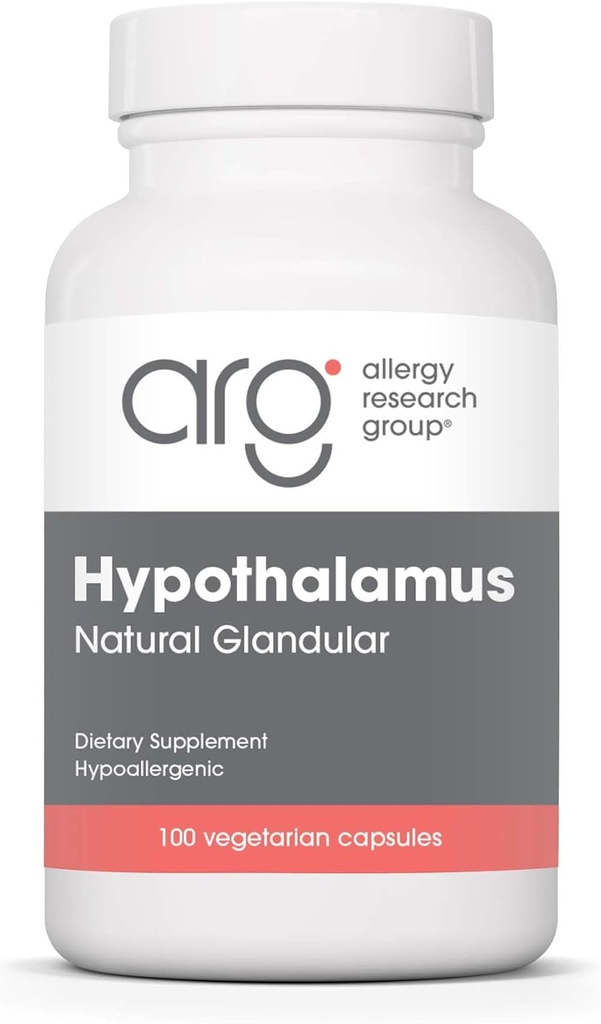 Allergy Research Group Hypothalamus Supplement - Endokrine Support, Natural Glandular, 500mg Adrenal Support, Adrenal Pituitary, Adrenal Gland Funktion, Bovin, Lyofilized, Vegicaps - 100 Greve