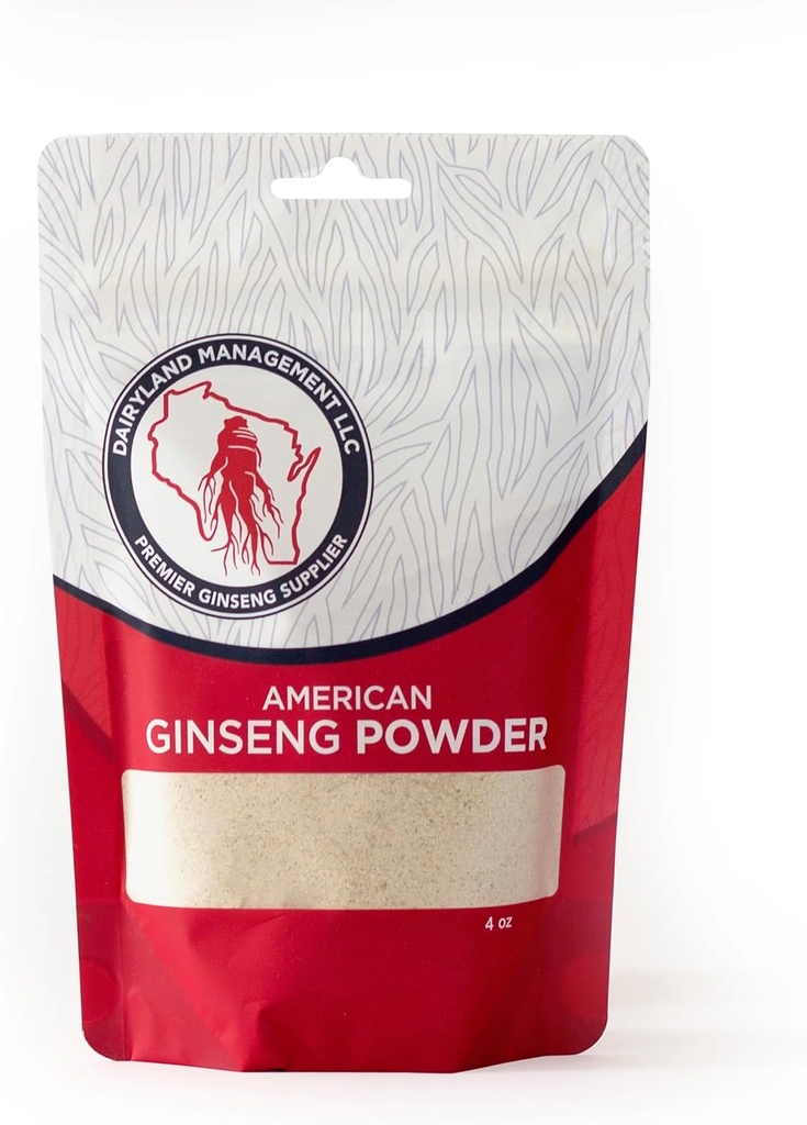 Dairyland Koncentreret Amerikansk Ginseng pulver - 4 oz Pack Wisconsin Ginseng pulver - Non-GMO, Gluten Free - Herbal supplement til smoothies, Bagning, Tea