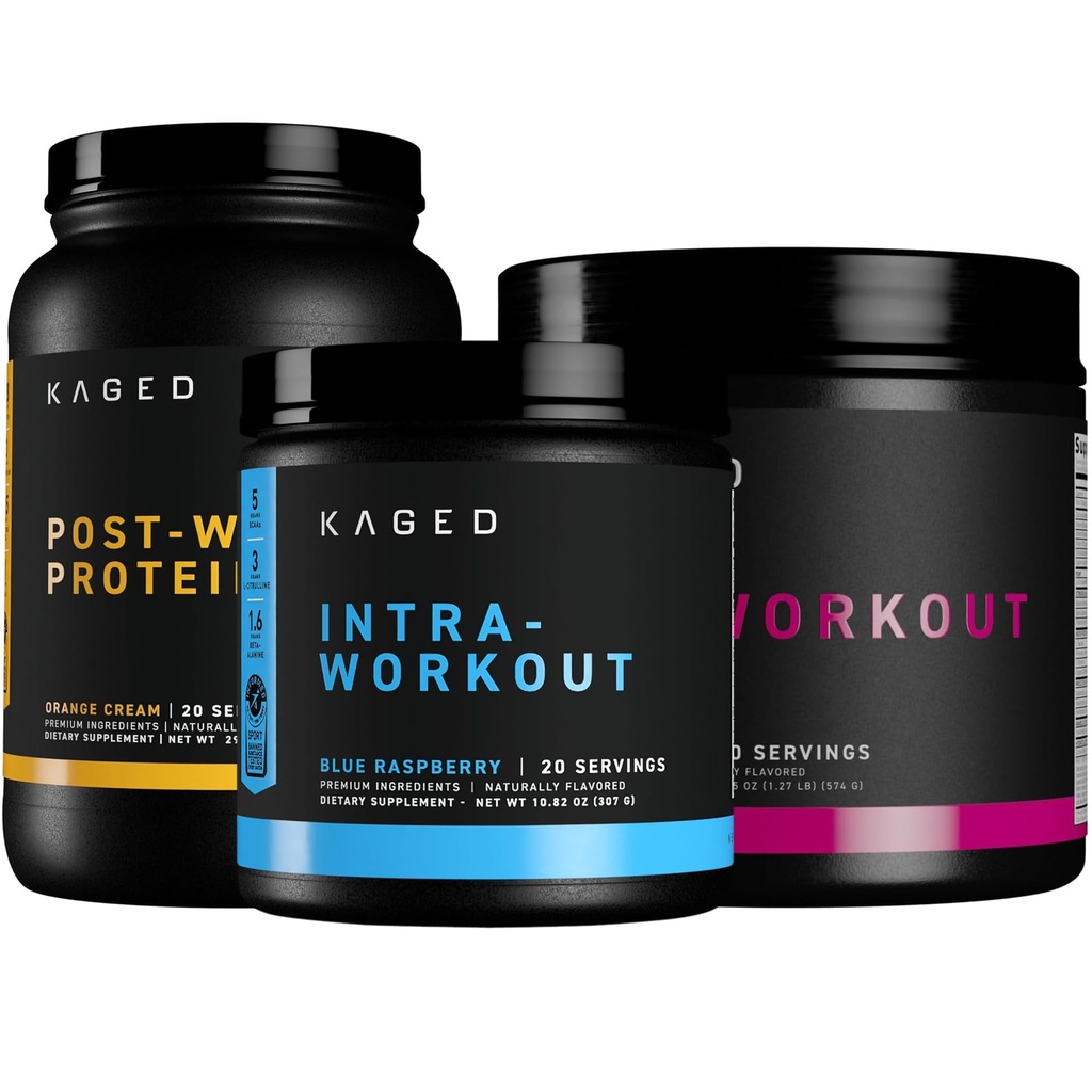 Kaged Originals Bundle | Pre Workout, Post Workout Protein, & Intra-Workout | Muscle Growth and Recovery Supplement Kit