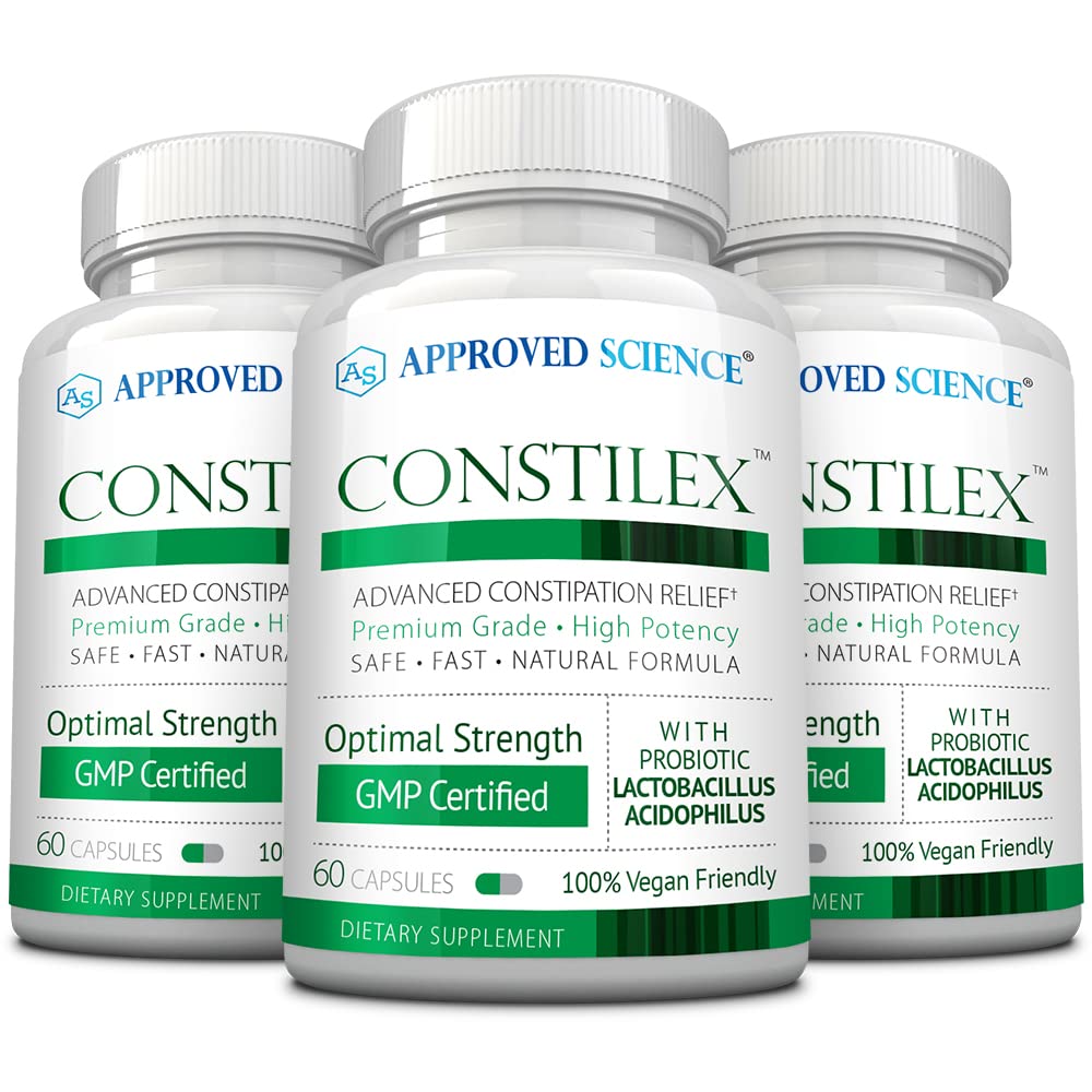 Approved Science Constilex - Rapid Constipation Relief & Support from Future Episodes - Promotes Healthy Levels of Bacteria and Strengthens Intestinal Flora - 3 Bottles