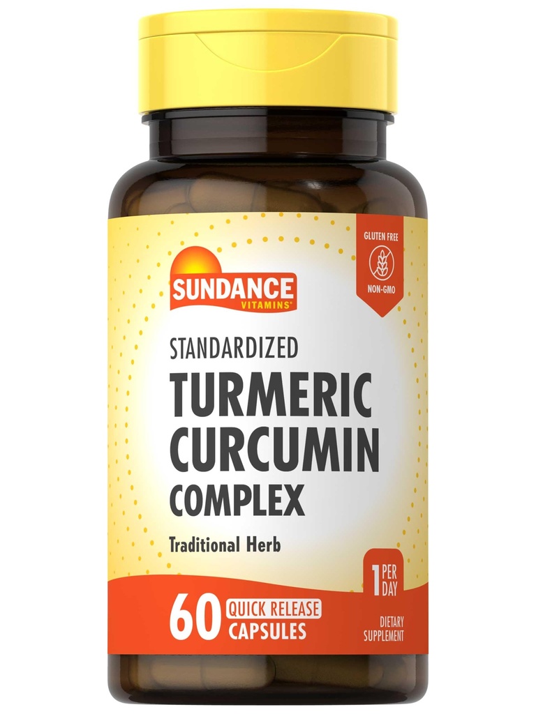 Sundance Gurkemeje Curcumin Complex 124; 60 Quick Release Capsules • 124; Traditional Herbal Supplement • 124; Non- GMO og Gluten Free Formel