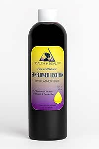 Lecithin Solsikke Ubleget Flydende emulgator Blødgøringsmiddel Stabilisator Pure 12 oz
