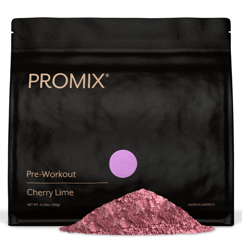 ProMix Nutrition Pre- Workout Powder, Cherry Lime - Maksimere Focus & Performance - Hjælper Muscle Gain, Endurance - Vitamin B12, Koffein, Beta- Alanine & L- Tyrsosine - 30 Servere (Pack of 1)