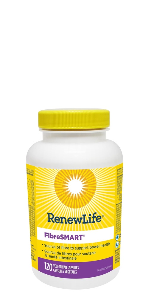Renew Life Adult Fiber Supplement - Fiber Smart - Dietary Fiber - Gluten & Soy Free - 120 Vegetarian Capsules