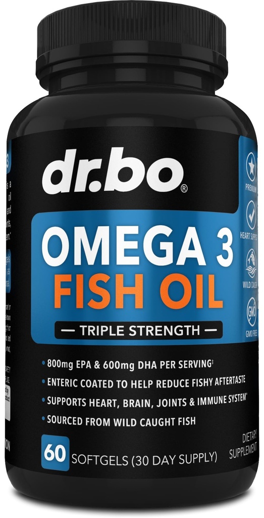 Omega 3 Fish Oil Supplements - Triple Strength Fish Oil Omega 3 Supplements 2000mg EPA DHA Women Men - Triple Strength Natural Omega3 Supplement 2000mg EPA DHA Fatty Acids 1000mg Burpless 60 Softgels