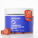 UpNourish Magnesium Gummies for voksne & Børn Magnesium Citrate Gummies 600mg, Calm supplement til muskelafslapning, Knogler og fordøjelsessygdomme, Citrato de Magnesio, Vegan, Non- GMO, 120 Tæl
