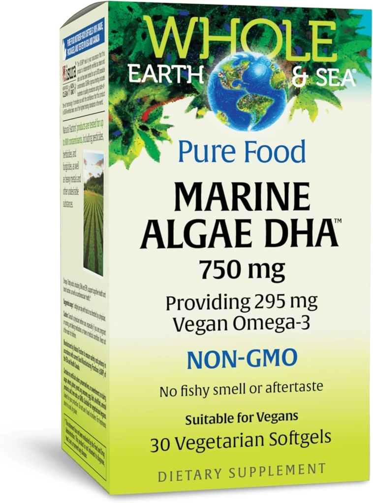 Naturlige faktorer hele jorden & havet, Marine DHA Omega-3, 30 Vegetariske Softels