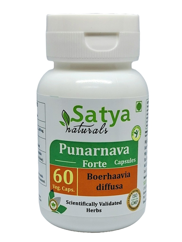 Punarnava Forte Capsule 500 mg. 60 Veg. Capsule Medical 124; Punarnava (Boerhaavia Diffusa) Uddrag Kapsler til mænd og kvinder Medical 124; Ayurvedic Herbal Supplement / Remedies Medical 124; 10: 1 Forte (1 flaske 60 Kapsler)