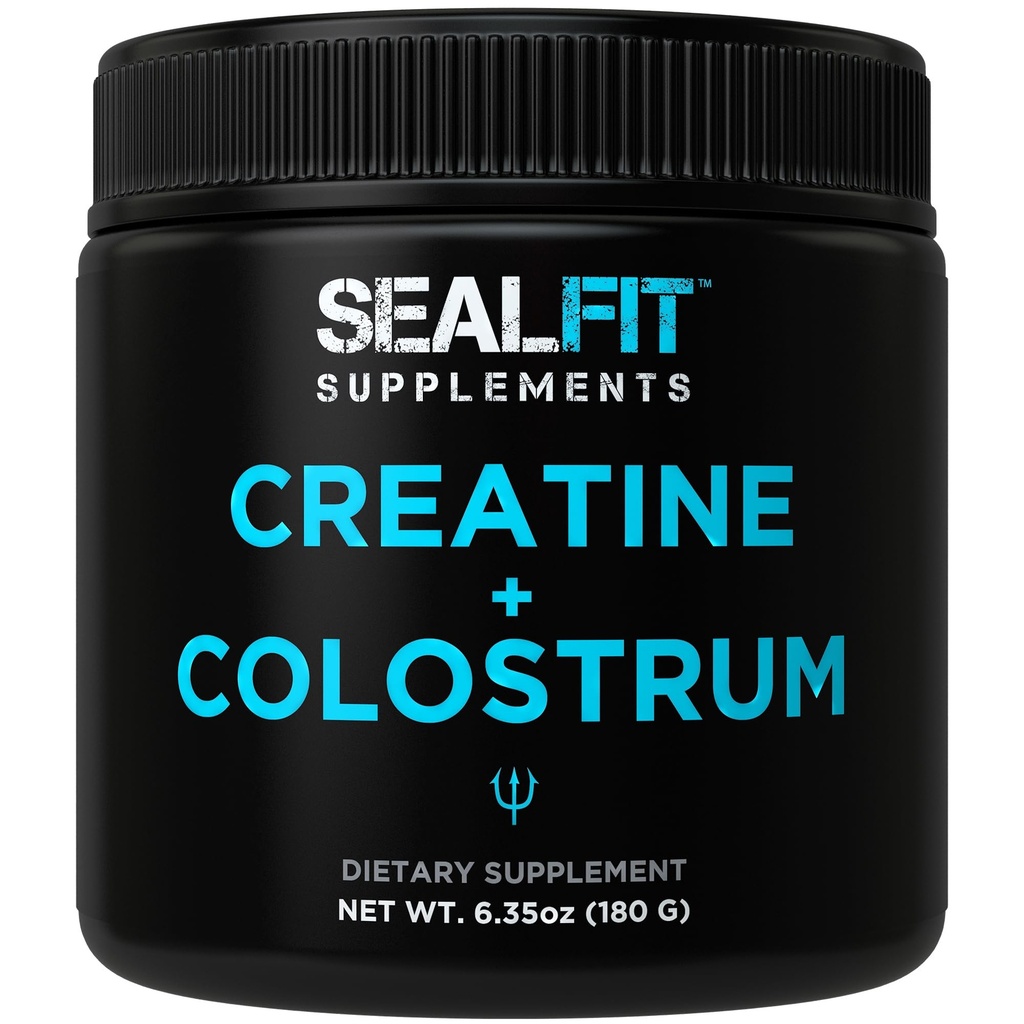 SEALFIT Creatine and Colostrum Powder - 5g Creatine Monohydrate + 1000mg Grass-Fed Bovine Colostrum per Scoop - Muscle Strength, Recovery & Immune Support, 30 Servings (6.35 oz)