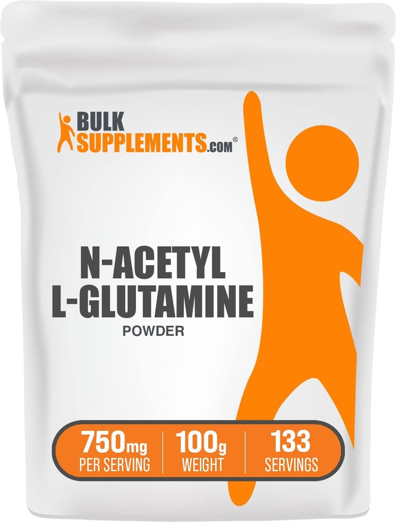BulkSupplements.com N- Acetyl L- Glutamin Powder - Glutamin Supplement, L Glutamin Powder, Gut Health & Recovery - Gluten Free, 750mg per servering, 100g (3,5 oz) (Pack of 1)