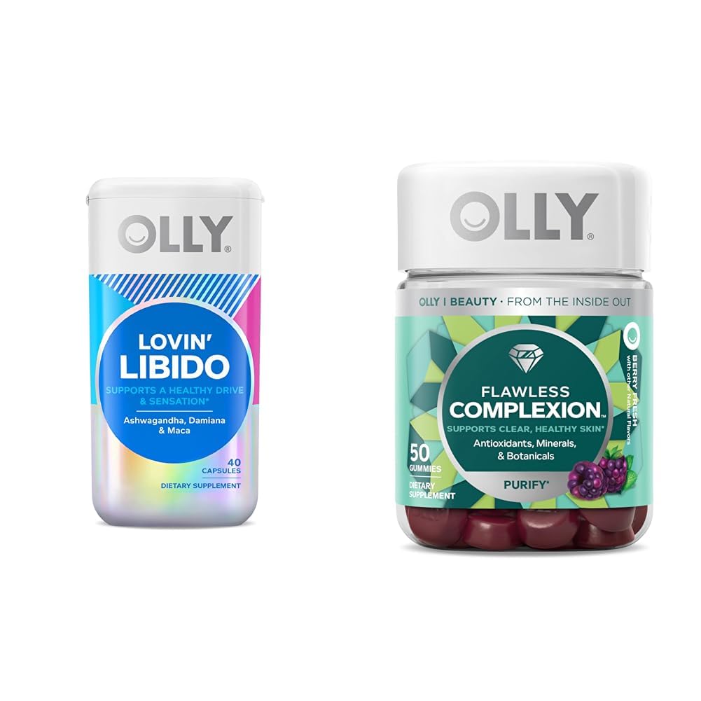 OLLY Loving 'Libido kapsler til kvinder, Boost Desire, 20 dages levering fejlfri Complexion Gummy, Clear Skin Support, Berry Flavor, 50 Greve