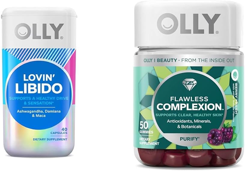 OLLY Loving 'Libido kapsler til kvinder, Boost Desire, 20 dages levering fejlfri Complexion Gummy, Clear Skin Support, Berry Flavor, 50 Greve