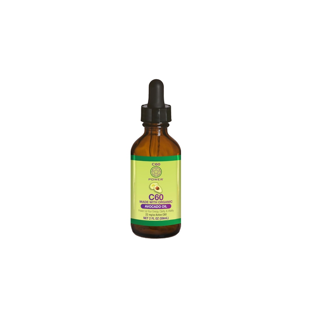 C60 Power C60 i Organic Avocado Oil - Natural Wellness Support for Mænd & Kvinder, 99,99% Pure Carbon Fullerenes, Promotions Energy, Mental Clarity, & Stamina - 2 fl oz Flaske