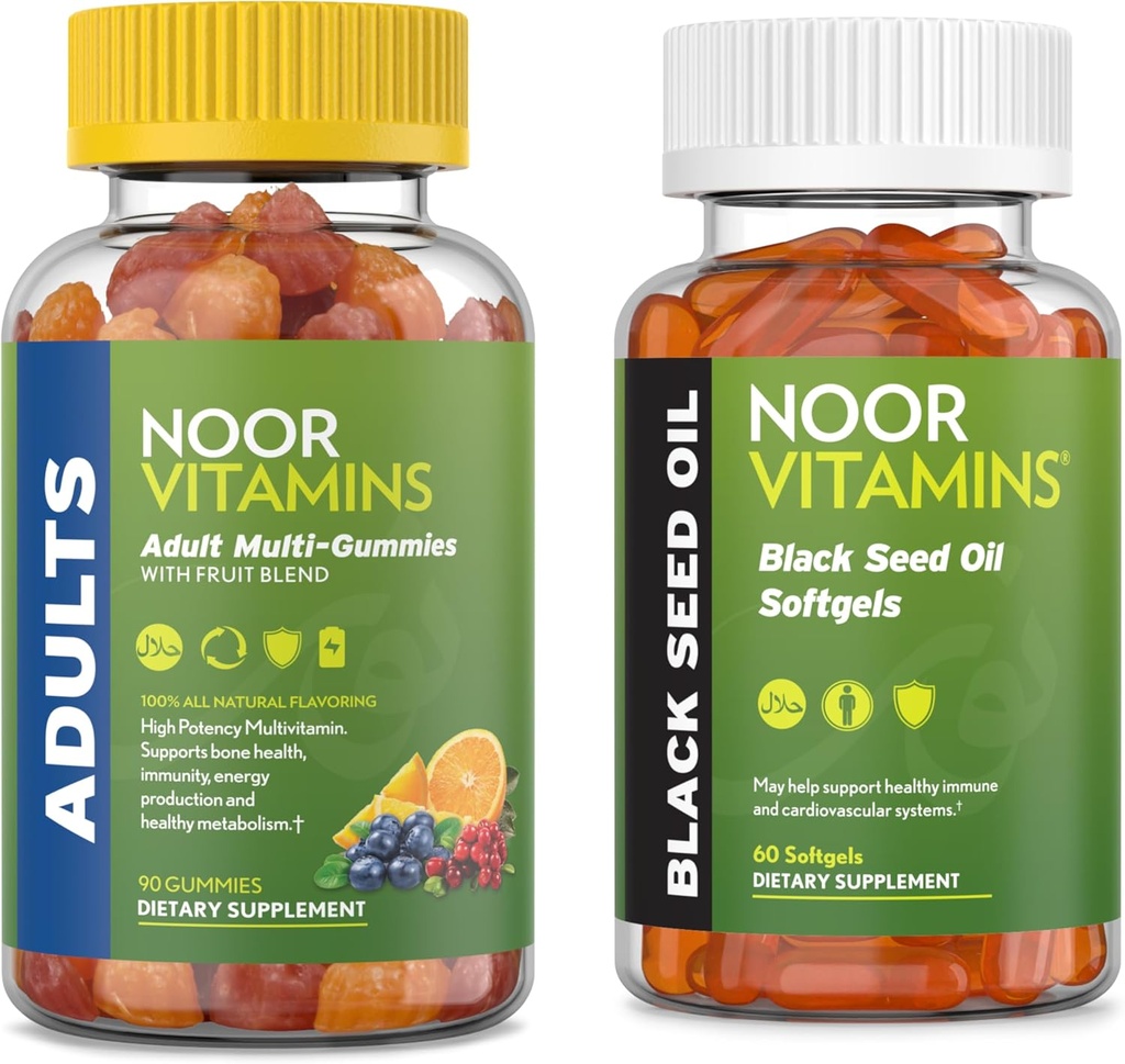 Noor Vitamin Voksen Multivitamin Gummy og Black Seed Oil Bundle