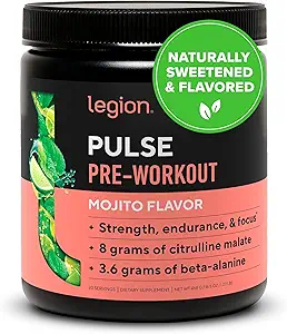 LEGION Pulse Pre Workout - Alle naturlige nitrogenoxid Preworkout Drink til Boost Energy, Kreatin Free, naturligt sødet, Beta Alanine, Citrullin, Alpha GPC (Mojito)
