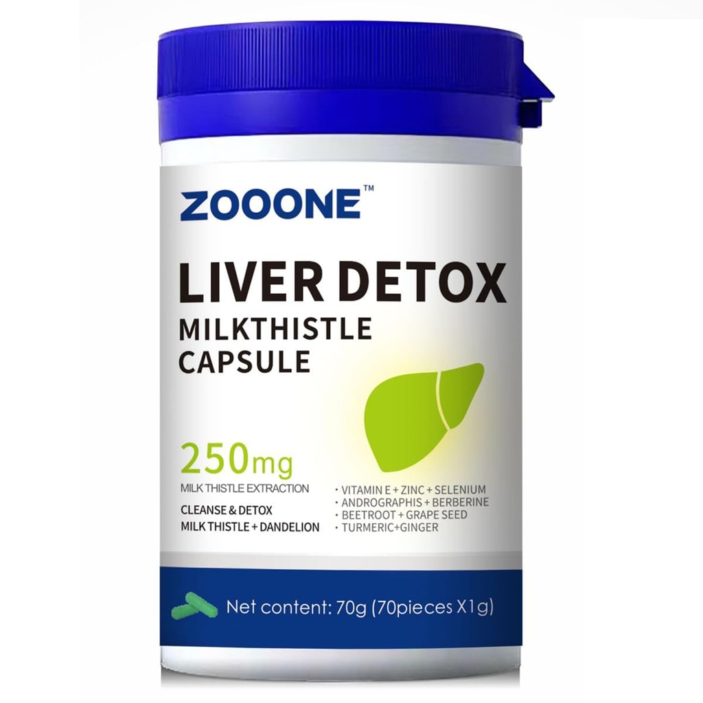 zooone- Liver Cleanse Detox & Repair, Milk Thistle, Dandelion Root, Turmeric & Ginger Extract for Liver Health - Gallbladder Cleanse Kidney Support Supplement Capsule, 70 Capsules