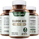 Vegan Labs R- Lipoic Acid 300MG, 120 Vegan Capsules - Understøtter cellulær energi og antioxidant Protection- Gluten Free, Non- GMO, Stabilized R- ALA Supplement- 4 Måned Supply