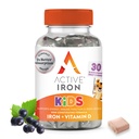 Active Iron Supplement 7mg + Vitamin D for Kids, Clinically Proven Better Absorption, Increase Iron & Energy Levels, Gentle & Non-Constipating, Supports Growth & Immune Health, 30 Blackcurrant Chews
