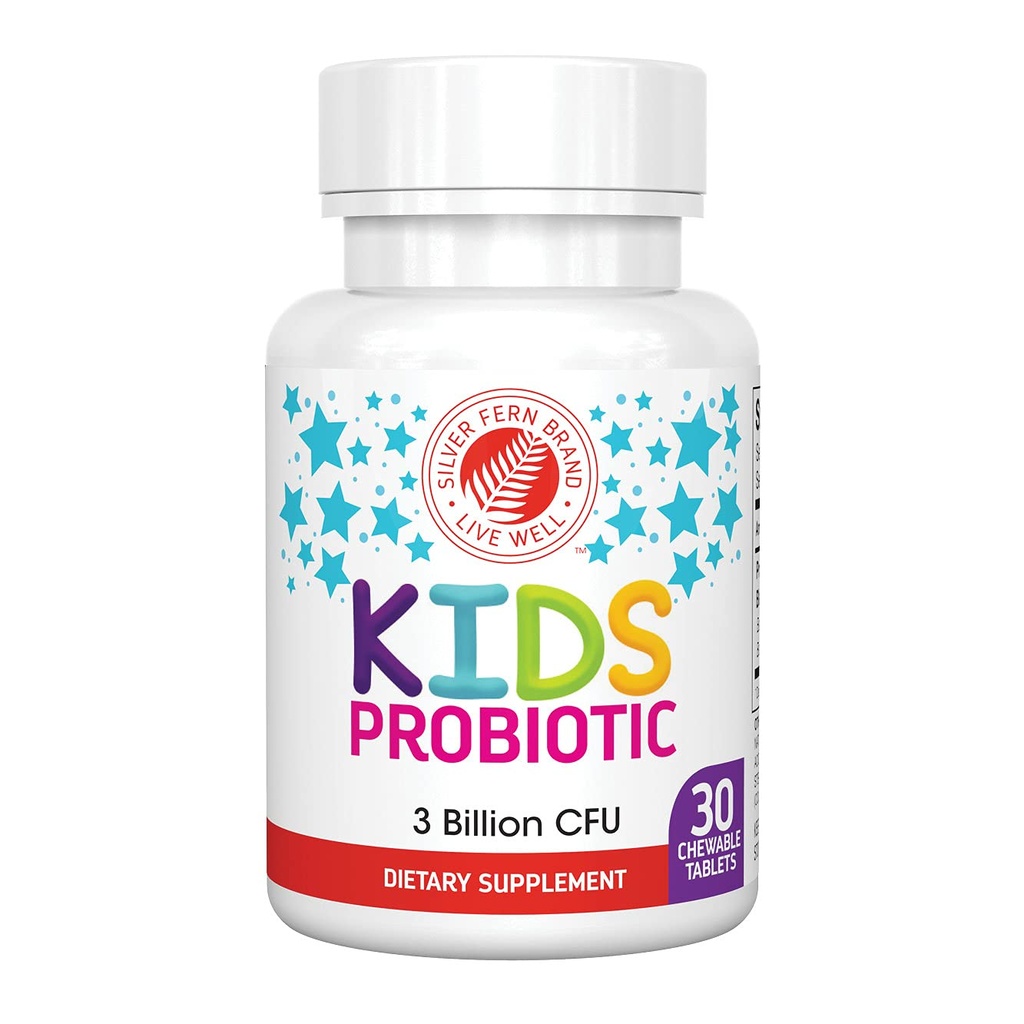 Sølv Fern Brand Kids Ultimate Probiotic - 1 flaske - 30 tyggetabletter - Sukker & Gluten Free - Børnenes Kosttilskud - DNA & Survivability Verified - fordøjelig & immunforsvar