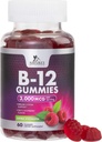 B12 Vitaminer Energy Gummies 3000 mcg - Ekstra styrke B 12 Gummy til Metabolisme og Immunsystemet Support - Chewable Kost B12 Kosttilskud til voksne & Børn Koffein Free Gummy Vitamin - 60 Gummies